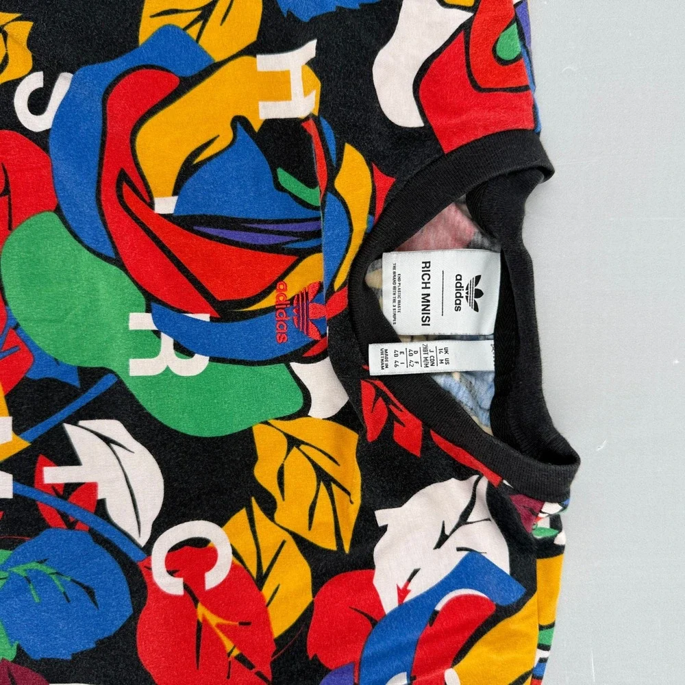 Adidas x Rich Mnisi‎ Floral Graphic T-Shirt Multicolor Black Mens Medium HC4472